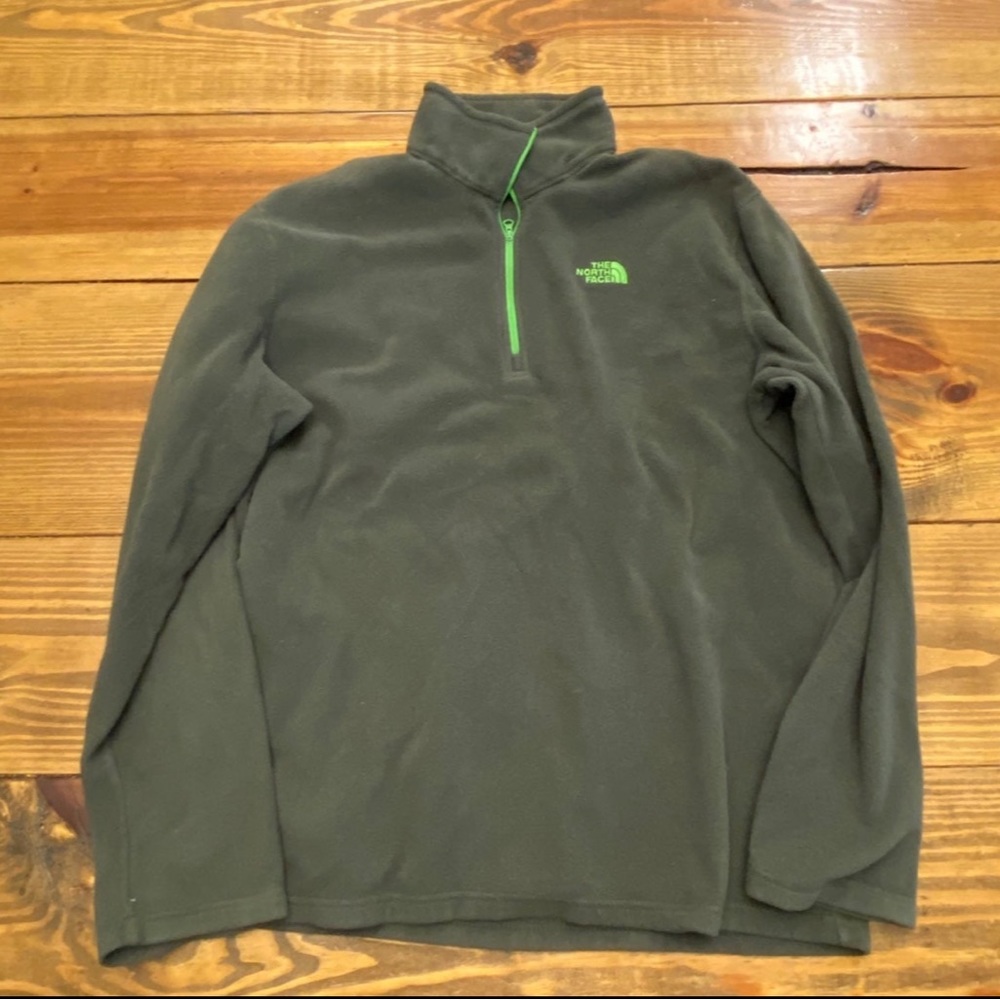 The North Face mens green fleece 1/4 zip‎ medium